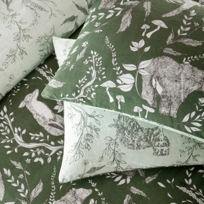 Dunelm furn. Buckthorn Duvet Cover Set Evergreen Green
