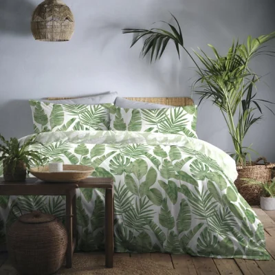 Dunelm Tahiti Green Duvet Cover and Pillowcase Set Green