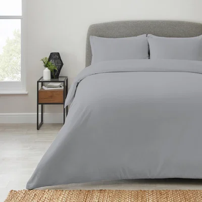 Dunelm Soft Easycare Polycotton Duvet Cover and Pillowcase Set Grey