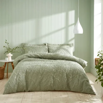 Dunelm Filey Leaf Sage Duvet Cover and Pillowcase Set Sage (Green)