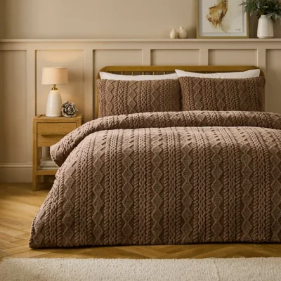 Dunelm Cable Fleece Duvet Cover and Pillowcase Set