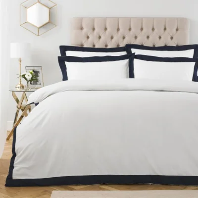 Dunelm Paoletti Harvard Navy 100% Cotton Duvet Cover & Pillowcase Set Navy Blue/White