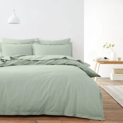 Dunelm 100% Organic Cotton Duvet Cover and Pillowcase Set Sage (Green)