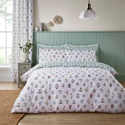 Dunelm Heart Soul Stems Duvet Cover Set Green