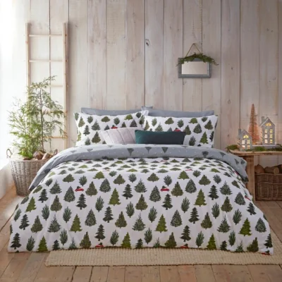 Dunelm furn. Evergreen Duvet Cover Set Pine Green Green