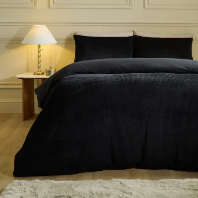Dunelm Ruched Velour Duvet Cover and Pillowcase Set