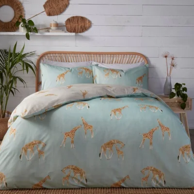 Dunelm Milo Giraffe Duck Egg Blue Duvet Cover and Pillowcase Set Duck Egg (Blue)