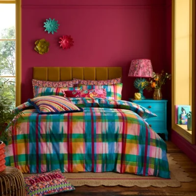 Dunelm Sophie Robinson Wanderweave Ikat Check 100% Cotton Duvet Cover & Pillowcase Set