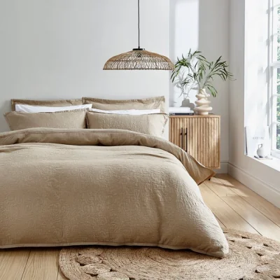 Dunelm Rye Paisley Natural Duvet Cover & Pillowcase Set Natural