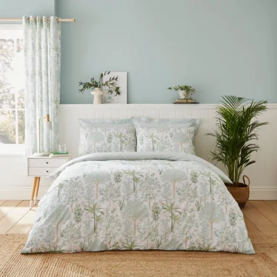 Dunelm Botanical Trees Sage Duvet Cover and Pillowcase Set Sage