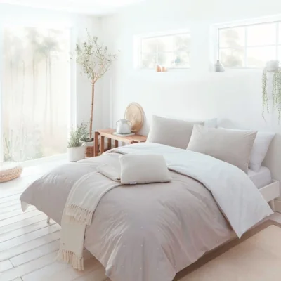 Dunelm Betty Spot Duvet Cover and Pillowcase Set Natural Natural