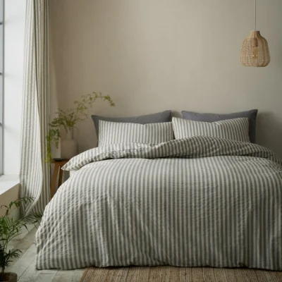 Dunelm Pineapple Elephant Cotton Rich Woven Stripe Duvet Cover & Pillowcase Set