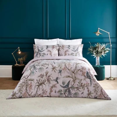 Dunelm Dorma Lillian 100% Cotton Duvet Cover and Pillowcase Set Mauve