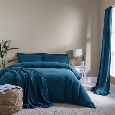 Dunelm Cotton Muslin Duvet Cover Set Ocean