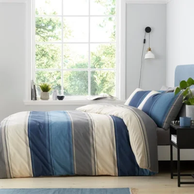 Dunelm Fusion Betley Duvet Cover and Pillowcase Set Blue