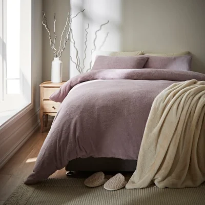 Dunelm Teddy Duvet Cover and Pillowcase Set Teddy Heather