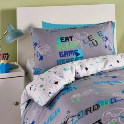 Dunelm Game Glow Duvet Cover and Pillowcase Set MultiColoured