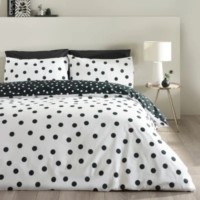 Dunelm Catherine Lansfield Polka Dot Polycotton Duvet Cover & Pillowcase Set