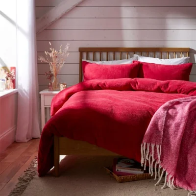 Dunelm Teddy Duvet Cover and Pillowcase Set Hot Pink