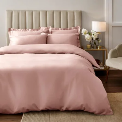 Dunelm Soft & Silky Duvet Cover and Pillowcase Set Peach Blush