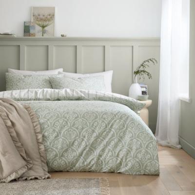 Dunelm Bianca Scallop Floral Cotton Reversible Duvet Cover & Pillowcase Set