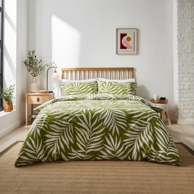 Dunelm Palmera Duvet Cover and Pillowcase Set Green