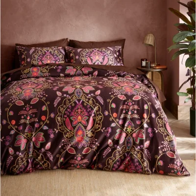 Dunelm Indienne Paisley Brown Duvet Cover and Pillowcase Set Brown