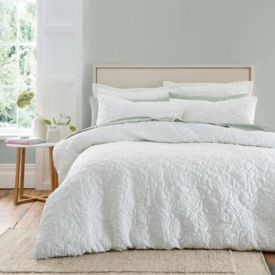 Dunelm Ada Floral White Duvet Cover and Pillowcase Set White