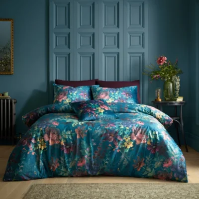 Dunelm Bridgerton By Catherine Lansfield Romantic Floral Duvet Cover & Pillowcase Set Green