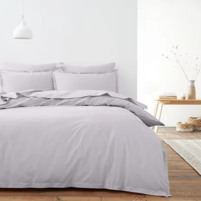 Dunelm 100% Organic Cotton Duvet Cover and Pillowcase Set Lilac