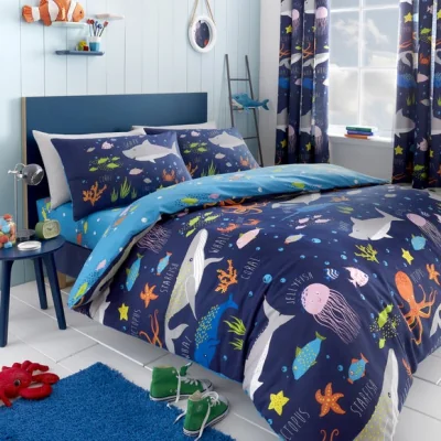 Dunelm Sea Life Duvet Cover and Pillowcase Set MultiColoured