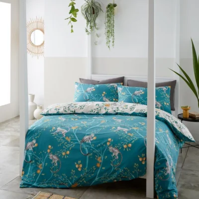Dunelm Catherine Lansfield Tropic Monkey Duvet Cover & Pillowcase Set Teal (Green)