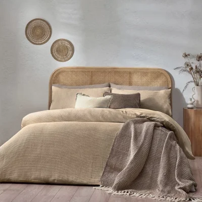 Dunelm Yard Chunky Waffle Natural Duvet Cover and Pillowcase Set Linen