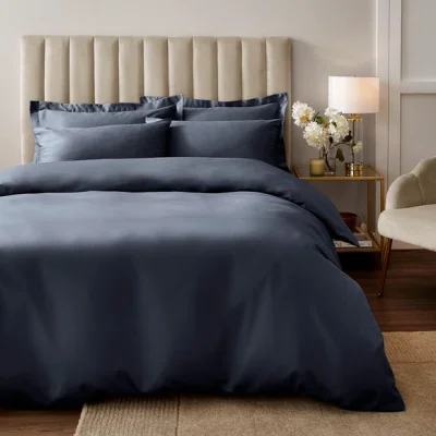 Dunelm Soft & Silky Duvet Cover and Pillowcase Set Luxe Navy