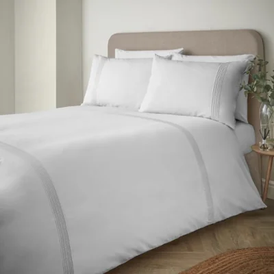 Dunelm Catherine Lansfield Pintuck Easy Iron Polycotton Percale Duvet Cover & Pillowcase Set