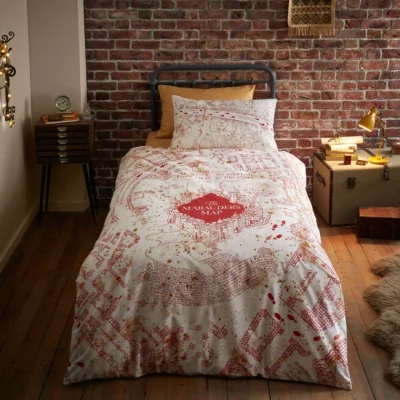 Dunelm Maruders Map Duvet Cover and Pillowcase Set Natural