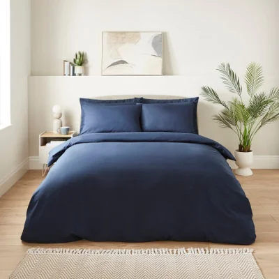 Dunelm Super Soft Microfibre Plain Duvet Cover and Pillowcase Set Navy