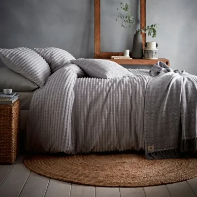 Dunelm Torbury Tuft Duvet Cover and Pillowcase Set Silver Silver