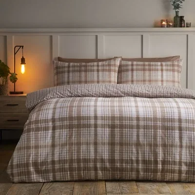 Dunelm Catherine Lansfield Hamish Check 100% Brushed Cotton Duvet Cover & Pillowcase Set