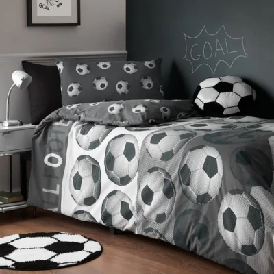 Dunelm Catherine Lansfield Football Quilt Cover and Pillowcase Set
