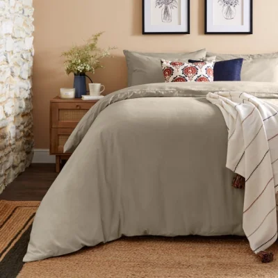 Dunelm Simply Brushed Cotton Natural Duvet Cover & Pillowcase Set Natural