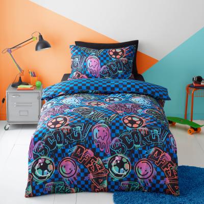 Dunelm Graffiti Single Duvet Cover and Pillowcase Set Blue