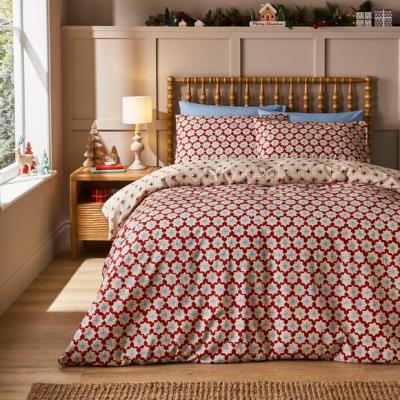 Dunelm Crafted Christmas Star Quilt Cover and Pillowcase Set