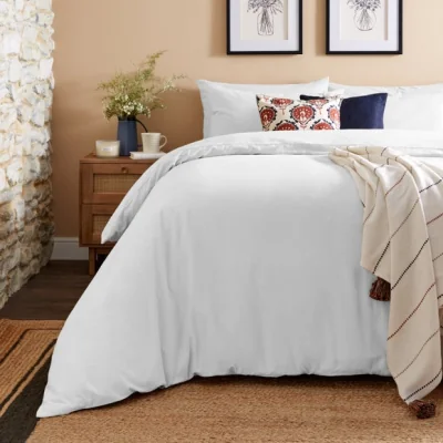 Dunelm Simply Brushed Cotton White Duvet Cover & Pillowcase Set White