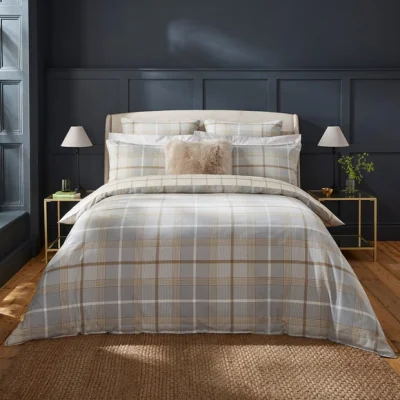 Dunelm Dorma Purity Brushed Cotton Pemberley Grey Duvet Cover & Pillowcase Set Grey