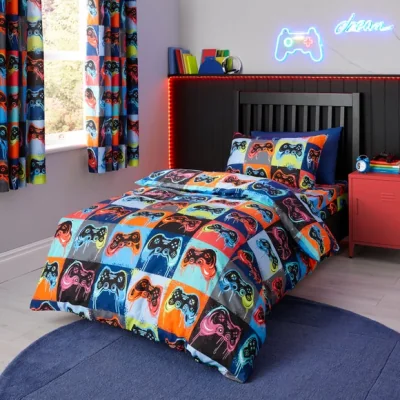 Dunelm Game Mode Quilt Cover and Pillowcase Set