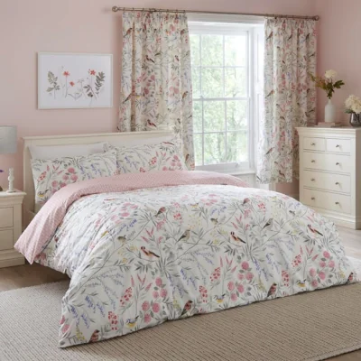 Dunelm Caraway Pink Duvet Cover and Pillowcase Set Pink