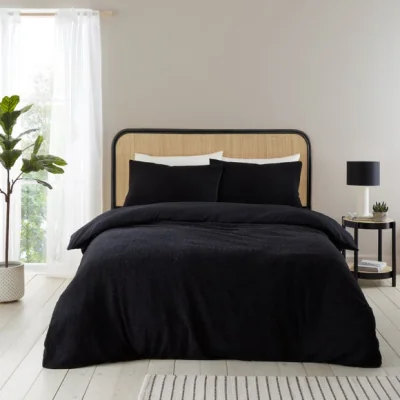 Dunelm Catherine Lansfield Cosy Boucle Duvet Cover & Pillowcase Set Black
