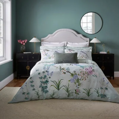 Dunelm Dorma Love Bird Cotton Duvet Cover and Pillowcase Set Green