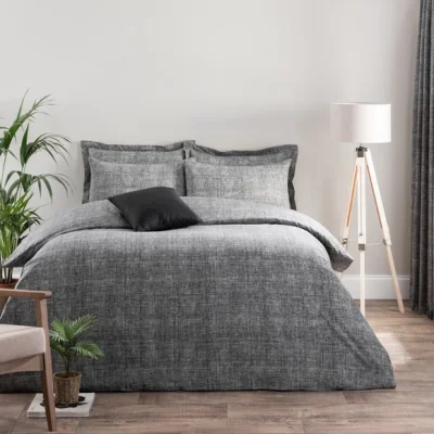 Dunelm Grayson Charcoal Duvet Cover and Pillowcase Set Charcoal